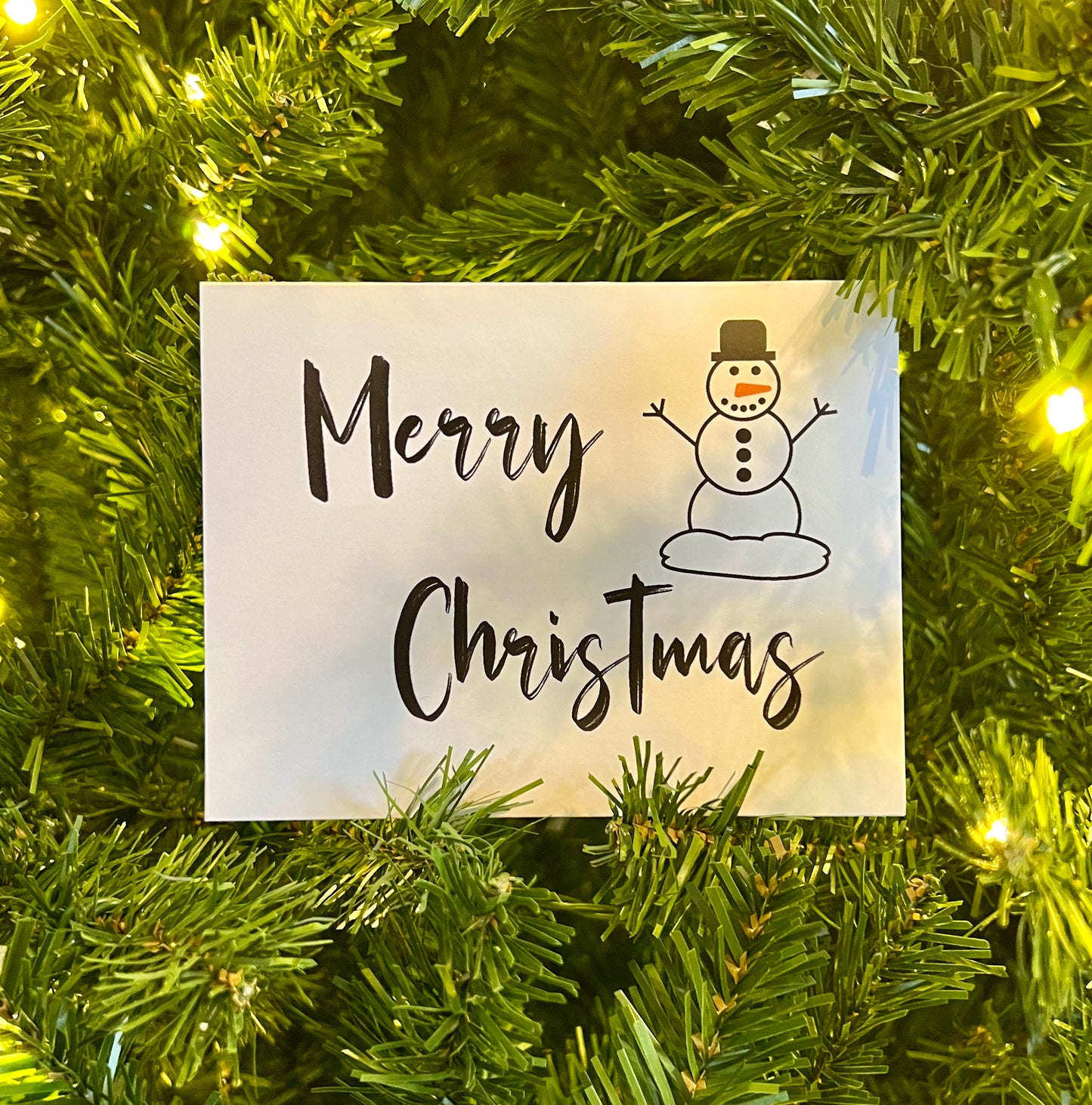 Merry Christmas Snowman Card Horizontal