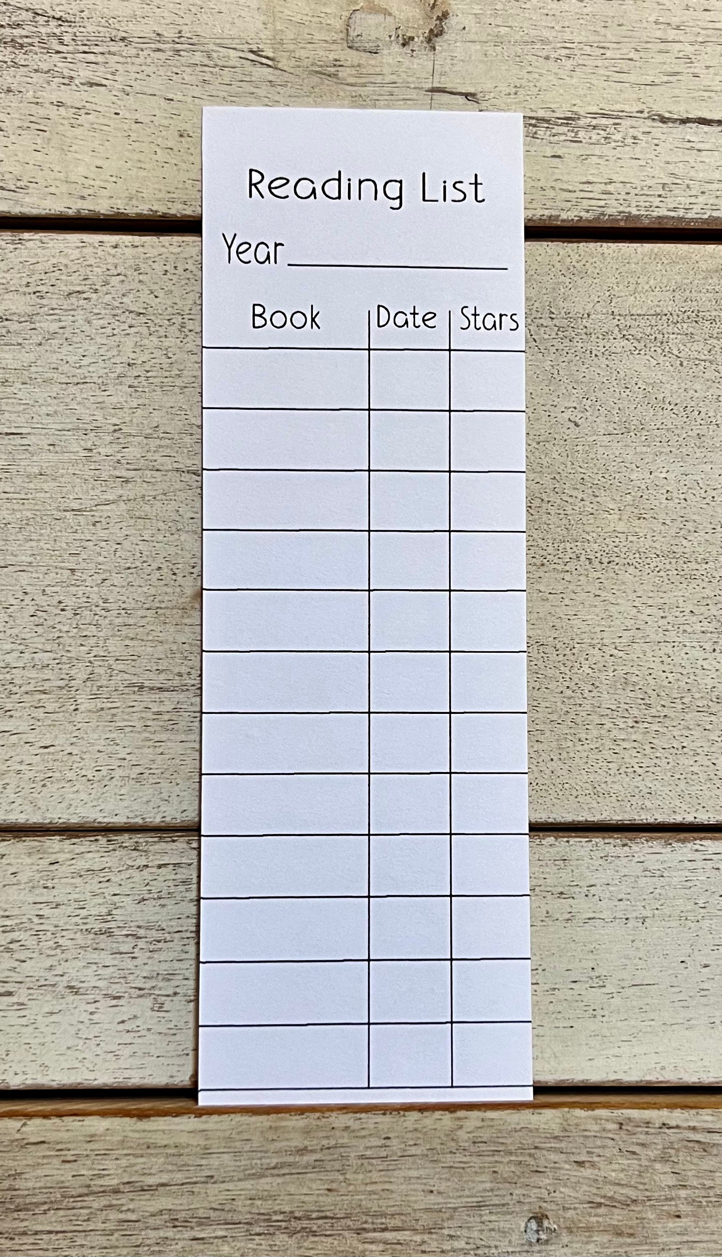 Reading List Bookmark