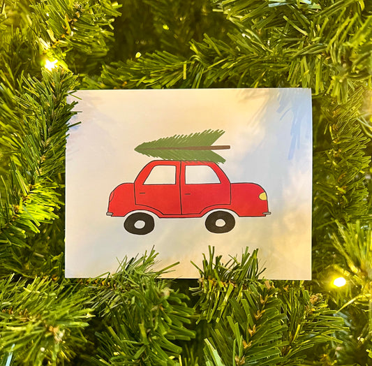 Red Car with Tree