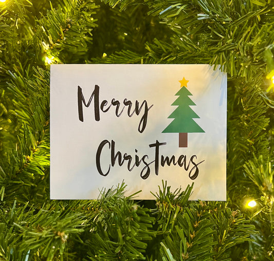 Merry Christmas Green Tree Card Horizontal