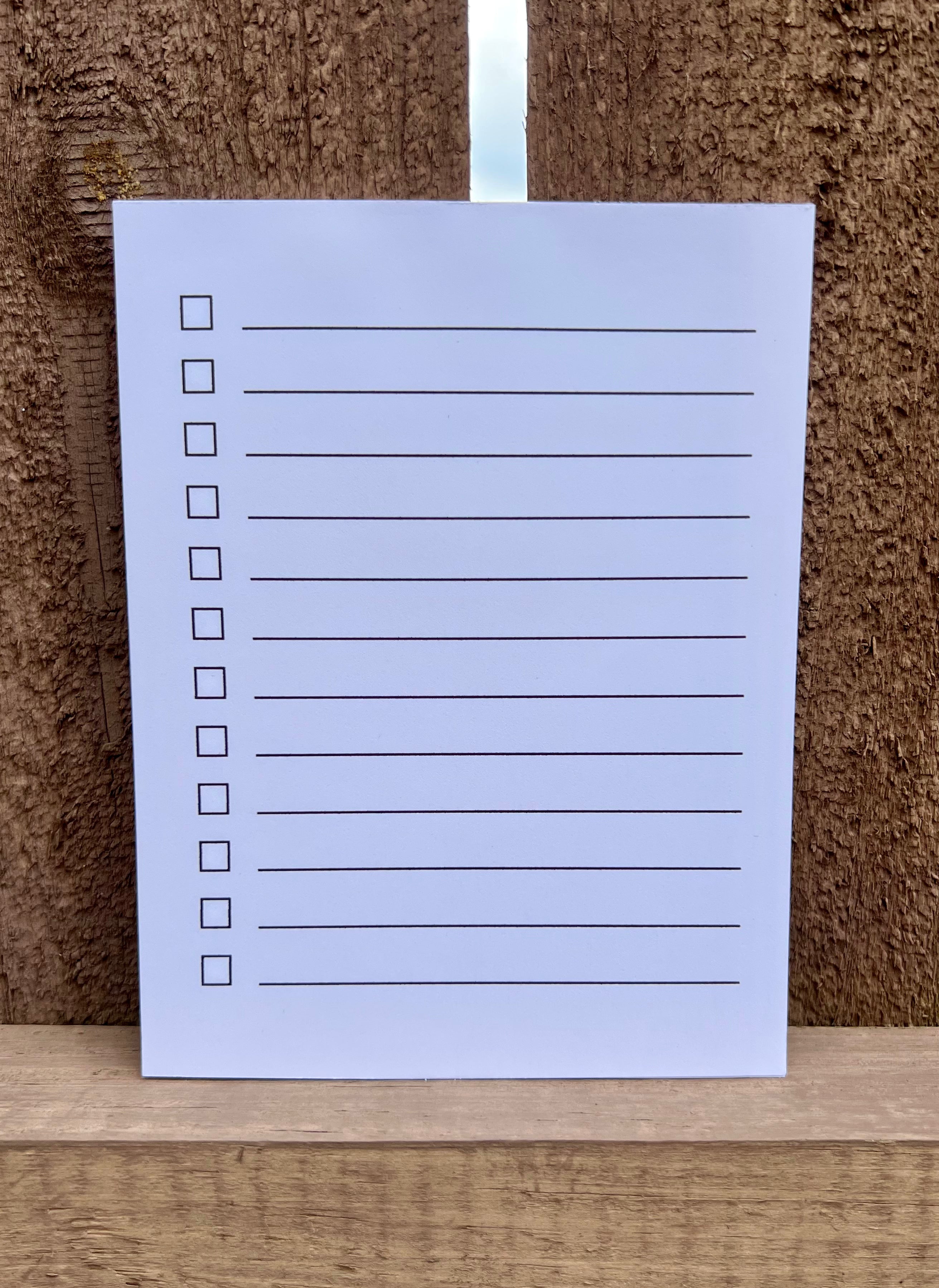 Notepad Checklist – LM PAPER COMPANY