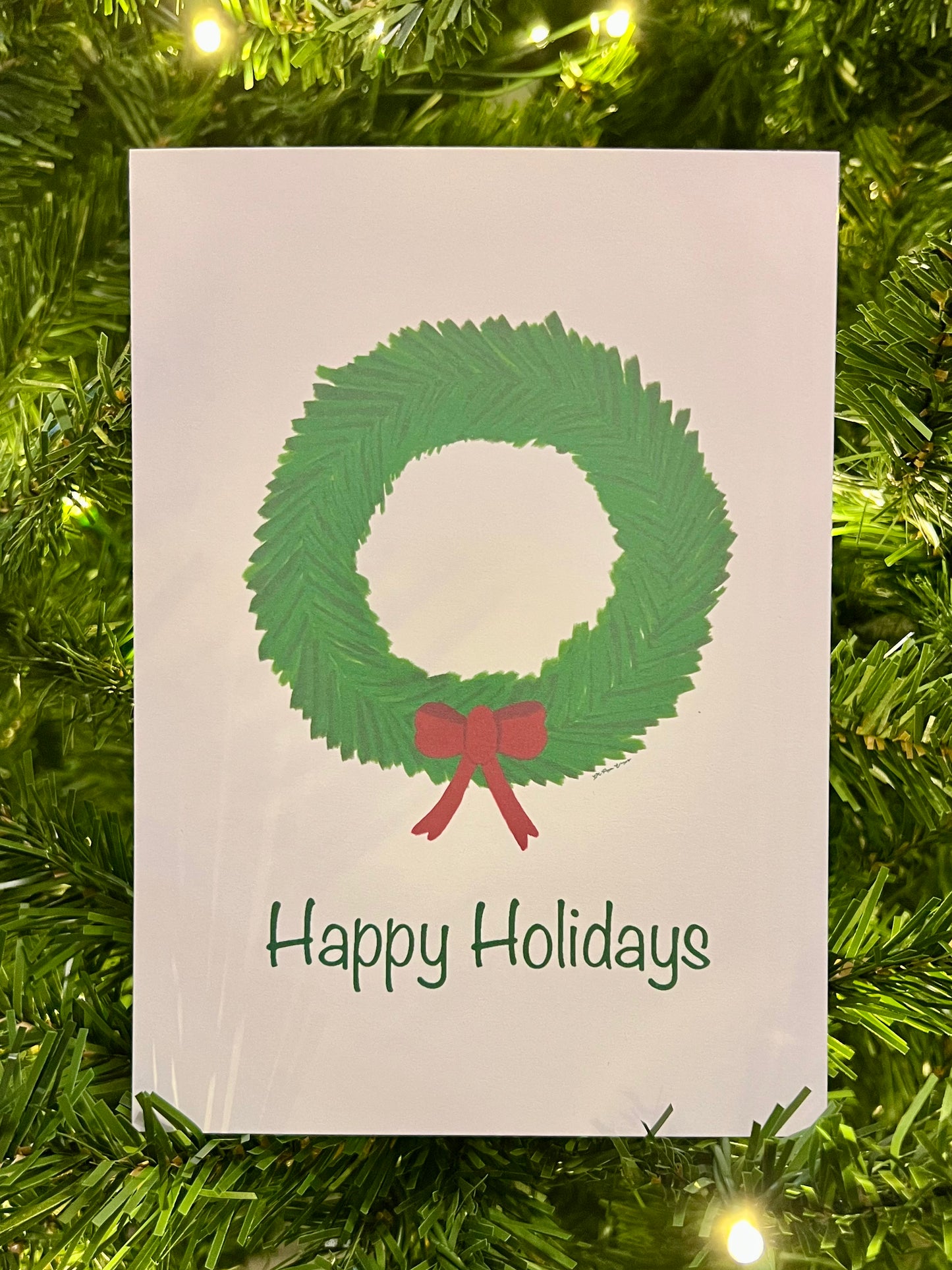 Wreath Happy Holidays Print